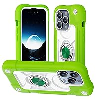 Case for iPhone 15Pro Max/15 Pro/15 Plus/15, Silicone Ring Stand Military Grade Protection Soft Silicone and Hard PC Phone Cover (15 Pro Max 6.7'',Green)