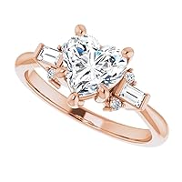 10K Solid Rose Gold Handmade Engagement Ring 1.00 CT Heart Cut Moissanite Diamond Solitaire Wedding/Bridal Ring for Woman/Her Gorgeous Ring