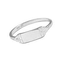Size 4 Sterling Silver Rectangle Signet Ring For Boys Or Girls