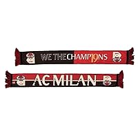 AC Milan Official 19th Scudetto Scarf, Double Graphic We The Champion, Italian Champions, Polyester, Red/black, One size
