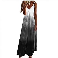Summer Dress Maxi Dresses for Women 2023 Women's Elegant Halter Dress Large Size Floral Print Sleeveless V Neck Sun Dresses