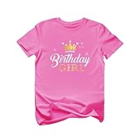 Princess Birthday Girl Shirt Toddler Baby Kids 1st 2nd 3rd 4th 5th 6th 7th Gifts for Girls Crown Party Happy Birthday Tee