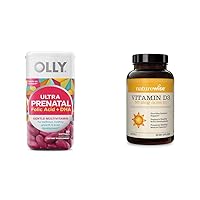 OLLY Ultra Strength Prenatal Multivitamin Softgels, Supports Healthy Growth, Brain Development & NatureWise Vitamin D3 2000iu (50 mcg) Healthy Muscle Function, and Immune Support, Non-GMO
