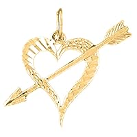 14K Yellow Gold Heart and Arrow Pendant