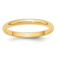 Jewels By Lux Solid 10k Yellow Gold 2.5mm Half Round Wedding Ring Band Available in Sizes 5 to 7 (Band Width: 2.5 mm)