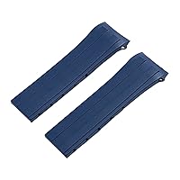 22mm Soft Rubber Silicone Watch Band Ocean Star Calibre 80 Folding Slider Buckle Watchband for Mido Strap Series Accessories (Color : Blue, Size : Without Buckle)