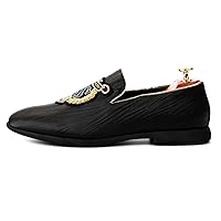 Mens Slip On Loafers Smoking Slipper Luxury Embroidery Moccasins Casual Formal Business Shoes