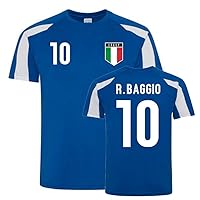 Roberto Baggio Italy Sports Training Jersey (Blue-White), Large (42-44)