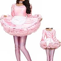 Sissy Lolita Sweet Classic Lolita Dress Fancy Apron Maid Dress Laser Puff Long Sleeve Shiny Costume