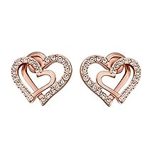 18K Gold Plated Intertwined Hearts Studs Made with Austrian CZ Stone