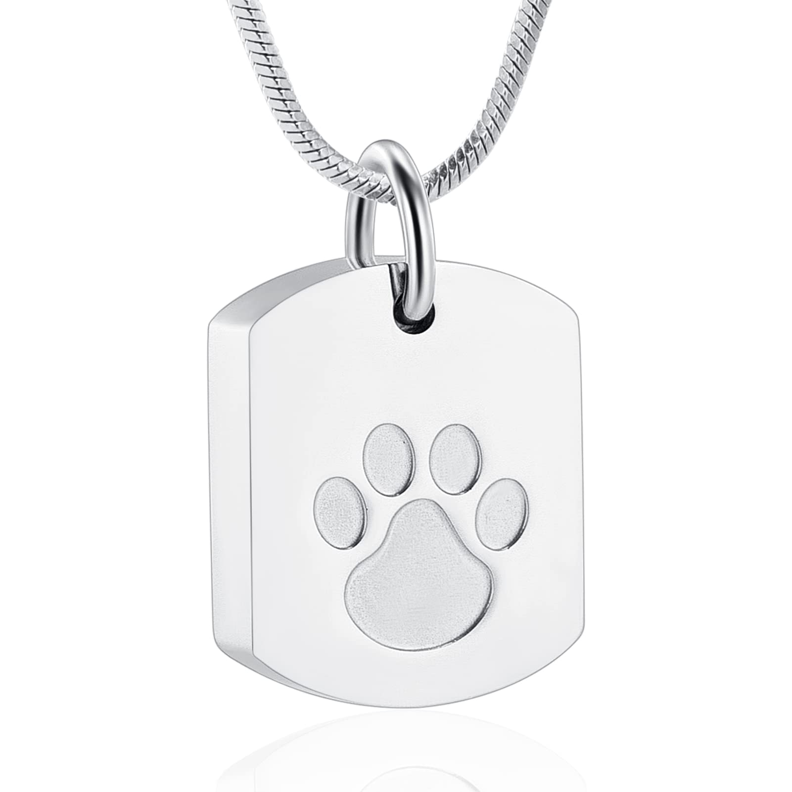 Minicremation Cremation Jewelry Urn Necklace for Ashes for Pet, Paw Print Memorial Ash Jewelry, Keepsake Pendant for Pet's Cat Dog's Ashes with Filling Kit