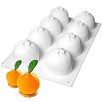 Orange Silicone Mold for Baking Fruit Mousse Cake, Chocolate, Dessert, Pudding, Jelly, Ice Cream Mould, Cake Decoration Mold, Non-Stick and Easy Release, 3D Orange Shape (8-Cavity)