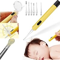 Ear Wax Picker, Lemon Yellow Ear Wax Removal,Ear Wax Cleaner Kit for Audlts and Kids,Earwax Remover Kit with 360 Spiral Massage Ear Pick
