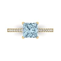 1.63ct Princess Cut Solitaire with Accent Natural Sky Blue Topaz gemstone designer Modern Statement Ring 14k Yellow Gold