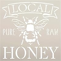 Pure & Raw Local Honey Stencil with Bee by StudioR12 | DIY Country Kitchen Home Decor | Craft & Paint | Reusable Template | Select Size (9 x 9 inch)