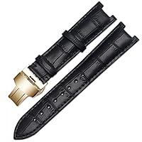 Gnuine Leather watchband for GC Wristband 22 * 13mm 20 * 11mm Notched Strap with Stainless Steel Butterfly Buckle Band (Color : 10mm Gold Clasp, Size : 20-11mm)