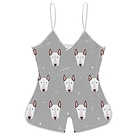 Lovely Bull Terrier Funny Slip Jumpsuits One Piece Romper for Women Sleeveless with Adjustable Strap Sexy Shorts
