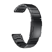 Stainless Steel Strap Metal Watch Bands for Garmin Fenix 7 7S 7X 5S 5X 6X 6 6S Pro 3HR 935 Stainless Steel Band Quick Release Smart Watch Correa (Color : Black, Size : 20mm Fenix 7S)