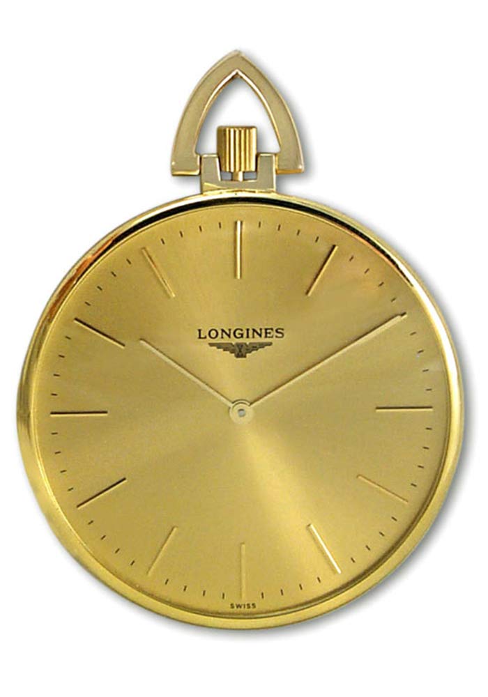 Longines 18kt Gold Mens Open Face Swiss Pocket Watch Gold Dial L7.029.6.44.1