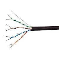 Monoprice Cat6A Ethernet Bulk Cable - Solid, 550Mhz, UTP, CMP, Plenum, Pure Bare Copper Wire, 10G, 23AWG, 1000 Feet, Black - Entegrade Series