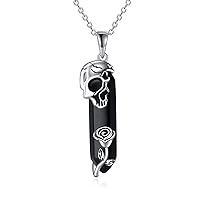 CRMAD Raven Necklace 925 Sterling Silver Black Onyx Crow Raven Viking Pendant for Women Men