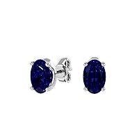 2/3 Carat Gemstone Elegant Oval Stud Earrings for Women in 14k Gold Push Back Birthstone Jewelry by VVS Gems