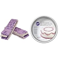Wilton Bake-Even Cake Strips for Evenly Baked Cakes, 2-Piece Set, Purple, Fabric & Performance Pans Aluminum Round Cake Pan, Create Delicious Cakes, 6-Inch