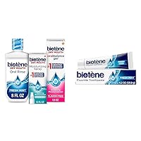 biotène Dry Mouth Management Oral Rinse, Dry Mouth Spray and Moisturizing Gel - 1 Kit & Fluoride Toothpaste for Dry Mouth Symptoms, Bad Breath Treatment and Cavity Prevention, Fresh Mint - 4.3 oz