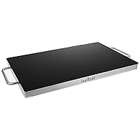 NutriChef Stainless Warming Hot Plate - Keep Food Warm w/ Portable Electric Food Tray Dish Warmer w/ Black Glass Top, For Restaurant, Parties, Buffet Serving, Table or Countertop Use - AZPKWTR45,White