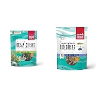 The Honest Kitchen Ocean Chews Hearty Wolffish Skins Dog Treats, 6 oz (Beams) Superfood Cod Crisps: Cod & Blueberry, 3 oz Bundle