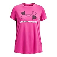 Under Armour Girls Tech Big Logo Short Sleeve T Shirt, (652) Rebel Pink / / Black, X-Small
