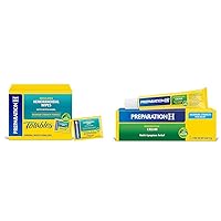 Preparation H Hemorrhoid Relief Bundle with 50 Count Wipes and 1.8 Oz Cream for Irritation and Multi-Symptom Relief