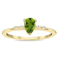 Women's Pear Shaped Peridot and Diamond Sparkle Ring in 10K Yellow Gold