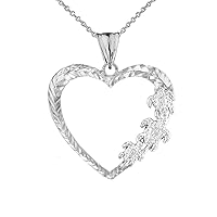 HAWAIIAN HONU TURTLES HEART PENDANT NECKLACE IN WHITE GOLD - Gold Purity:: 14K, Pendant/Necklace Option: Pendant Only