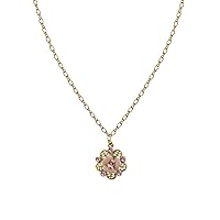 1928 Bridal Pink Crystal And Porcelain Rose Filigree Pendant Necklace For Women 16