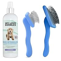We Love Doodles Large & Small Slicker Brush & Dog Detangler Spray Kit | Slicker Brush Kit | Dog Grooming Kit | Remove Mats, Knots, & Tangles