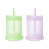 Olababy Silicone Training Cup with Straw Lid Bundle 5oz Kiwi + 5oz Lilac