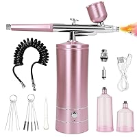 Airbrush Kit with Compressor, Auto Handheld Airbrush Gun with 0.3mm Tip, Rechargeable, Portable Air Brushes for Painting, Tattoo, Nail Art, Model Coloring, Makeup, Cake