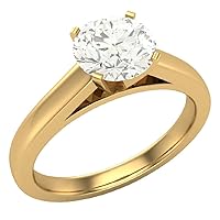 Glitz Design Diamond Engagement Ring for Women Round Solitaire 4-prong GIA certified 0.75 carat 14K Gold (L,I2)