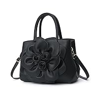 [hobbyant] Women Women Leather Elegant Handbag Floral Decorative Shoulder Evening Bag