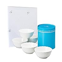 Narumi 9968-21625PAZ Bowl and Plate Set, Silky White, 3.9 inches (10 cm), White, Cute, Relief, Wedding Gift, 5-Piece Set, Microwave Safe, Dishwasher Safe, Gift Box Included, Packaged
