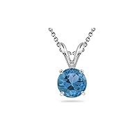 1.42 Cts Swiss Blue Topaz Solitaire Pendant in 14K White Gold