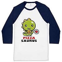 Pizzasaurus Baseball T-Shirt - Pizza T-Shirt - Dinosaur Tee Shirt