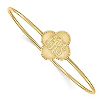 Diamond2Deal Sterling Silver Gold-plated Clover Monogram Bangle Bracelet Fine Jewelry for Her Bangle Bracelet for Women