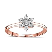 Shop LC White Diamond 925 Sterling Silver Rose Gold Plated Flower Ring for Women Jewelry Size 7 Ct 0.01 Gifts for Women