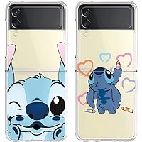 [2 Pack] Cute Case for Samsung Galaxy Z Flip 3 5G Case, Cartoon Kawaii Aesthetic Cool Phone Cases Girly for Girls Boys Kids Women Clear Soft TPU Protective Cover Funda for Samsung Z Flip 3 5G 6.3