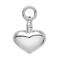 925 Sterling Silver Polished Puffy Heart Ash HolderCustomize Personalize Engravable Charm Pendant Jewelry Gifts For Women or Men (Length 0.74