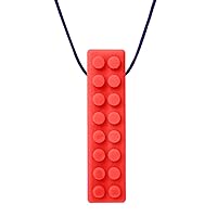 ARK's Brick Stick Textured Chew Necklace Made in The USA (Soft - for MILD Chewing ONLY, Please Read Description for More Options) - Red
