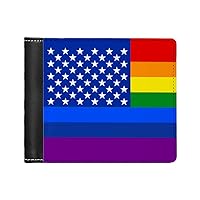 American Rainbow Flag Men's Wallet - LGBT Wallet - Equality Wallet (Black)