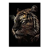 Modern Art Canvas Painting Black Gold Eagle Tiger Lion Poster Animal Picture Home Sofa Wall Office Decoration (30 * 40cm No Frame,2)